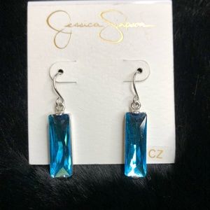 Jessica Simpson Earrings Aquamarine Cubic Zirconia
